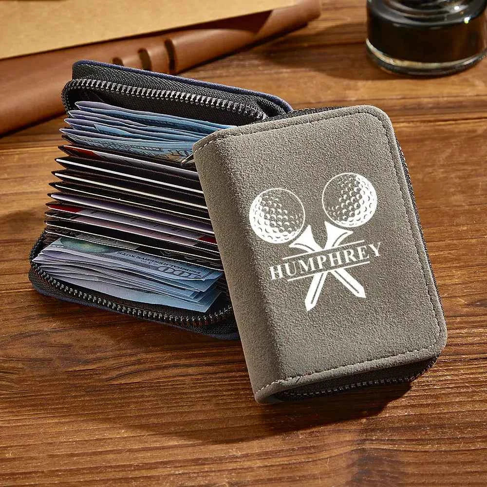 Personalized Leather Golf Wallet with 18 Card Slots Card Holder Wallet Gift for Men